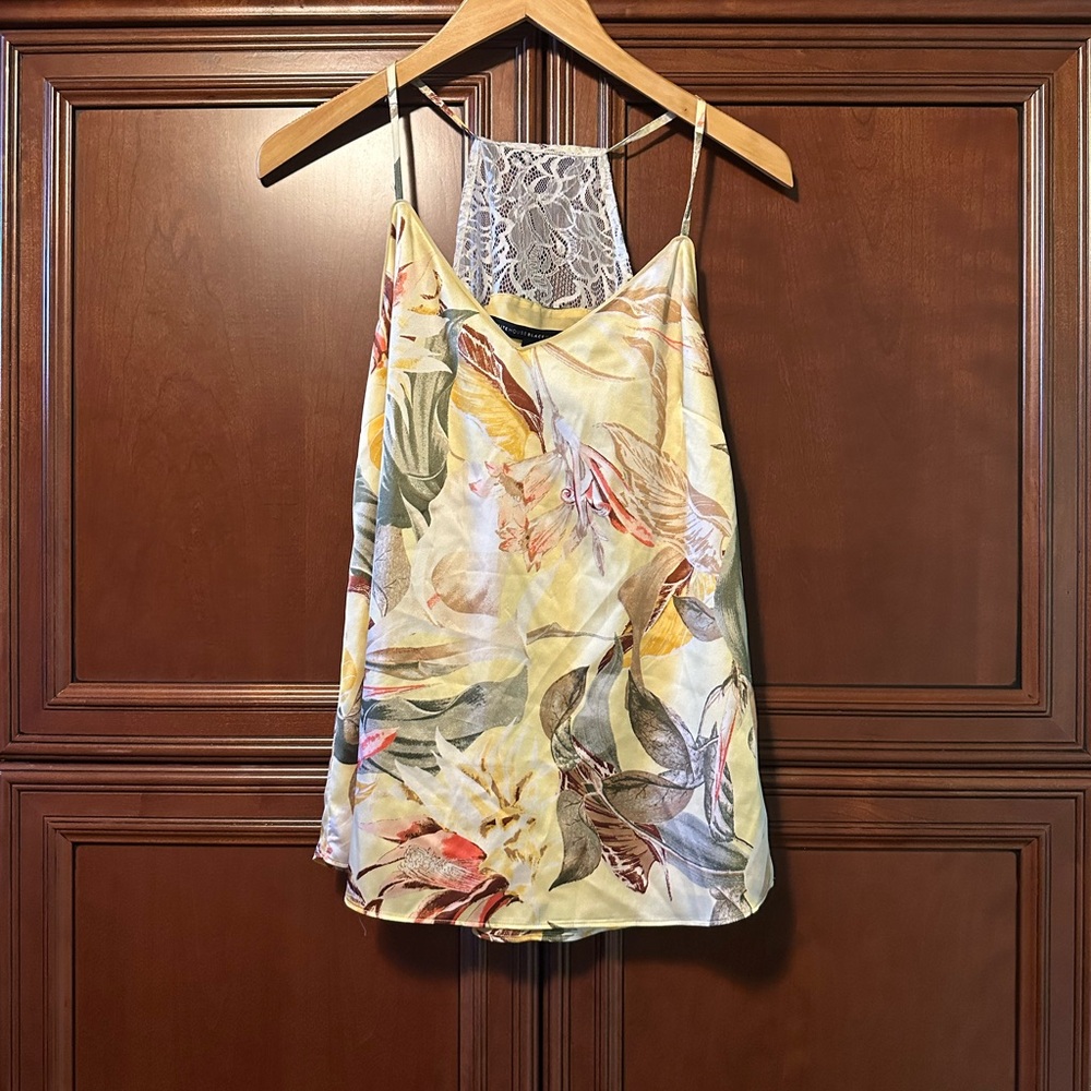 White House Black Market Yellow Floral Camisole